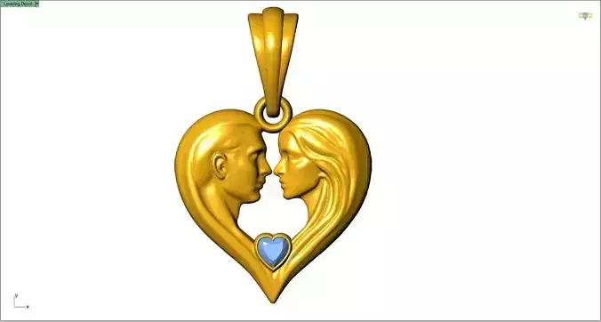 25mm Man and Woman Heart Pendant STL  3DM 3D Jewelry Model