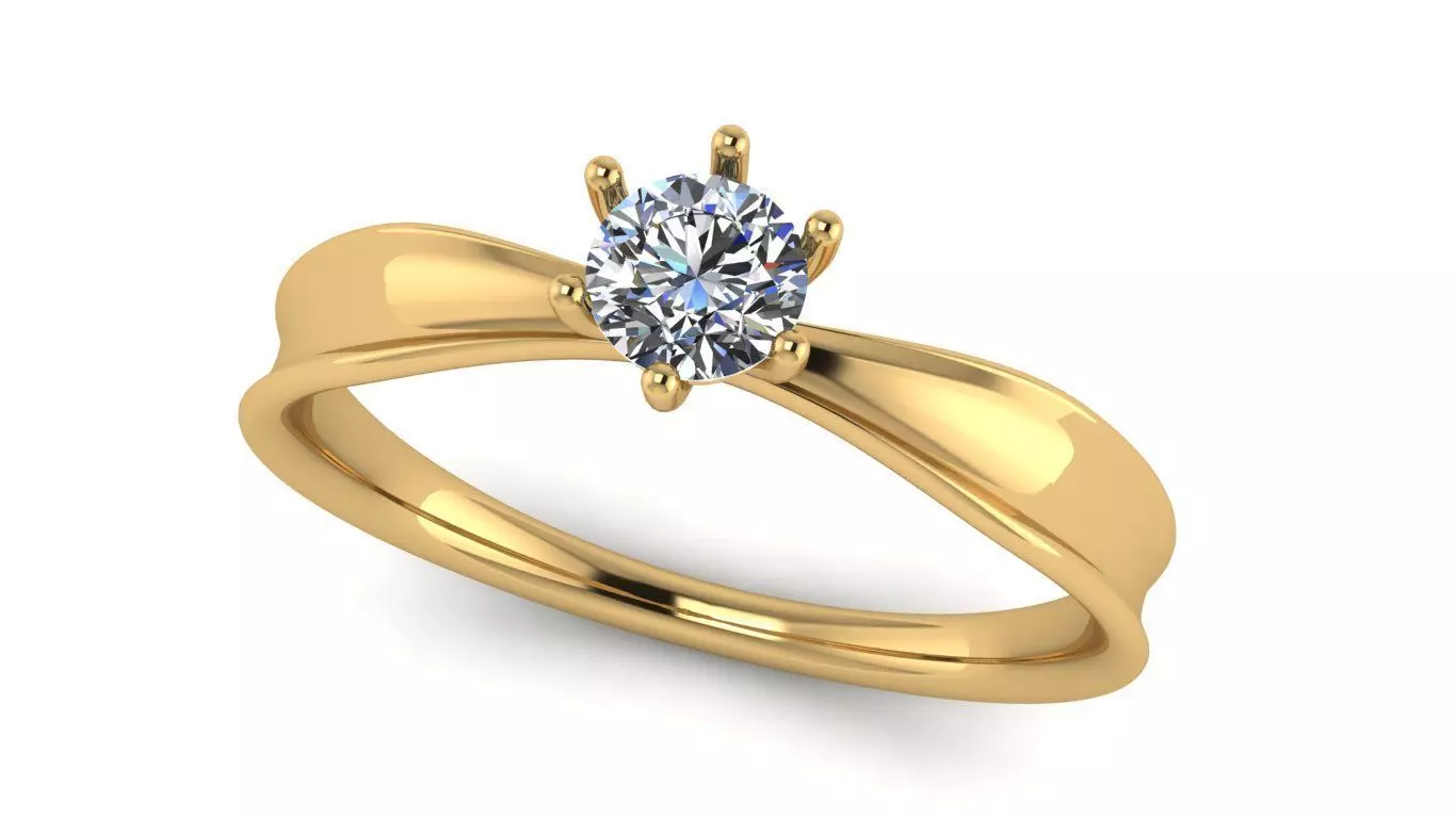 Solitaire Ring with concave shank 3D print model