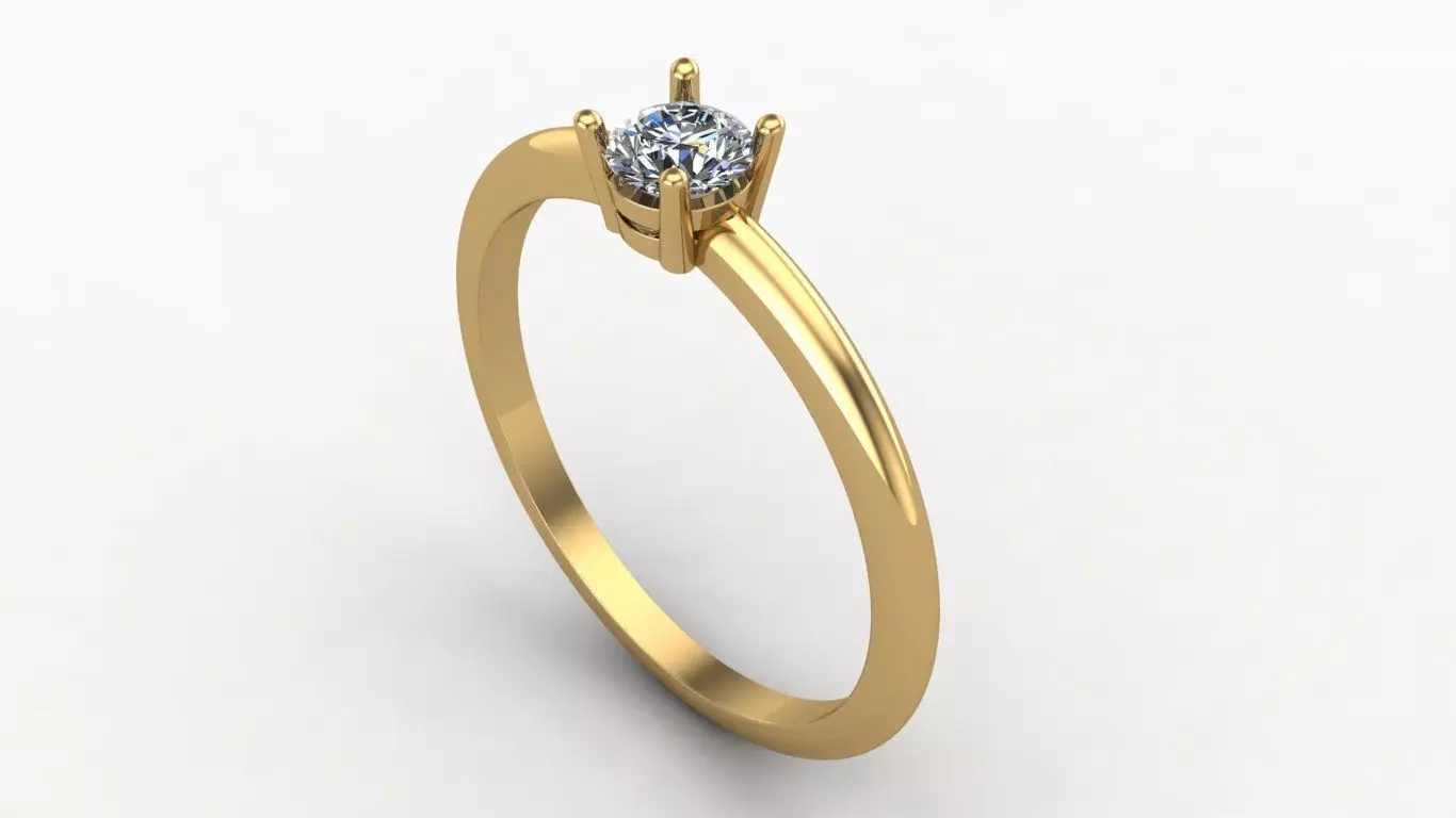 Solitaire Ring with thin shank 3D print model