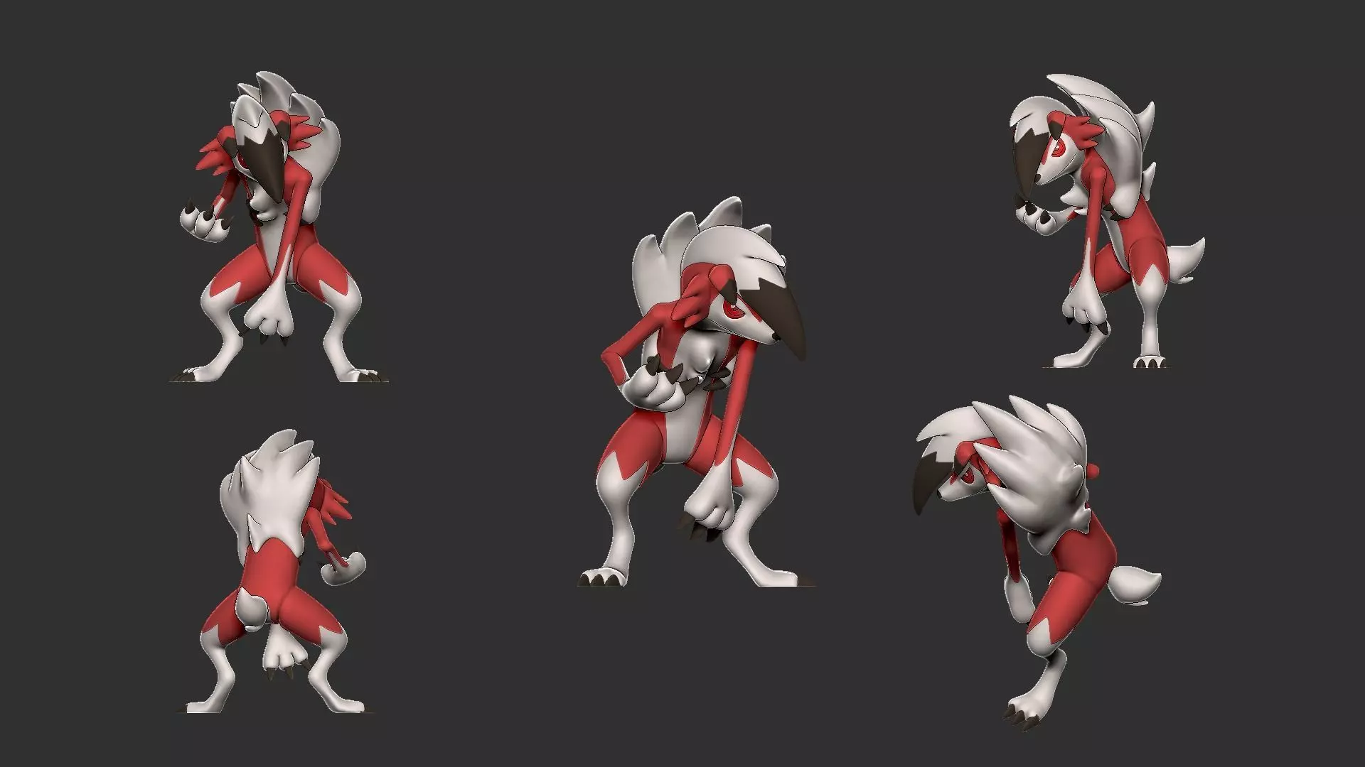 lycanrock midnight form  3D print model_1