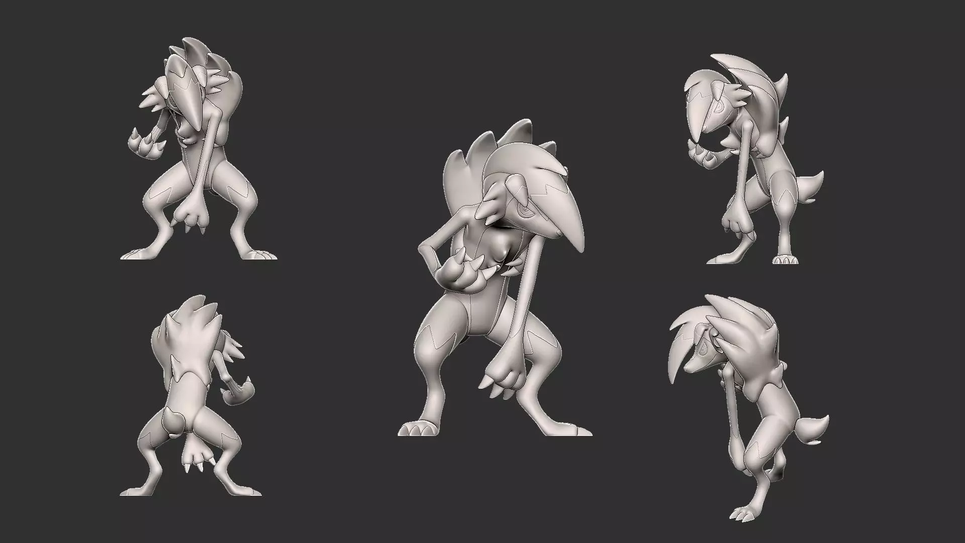 lycanrock midnight form  3D print model_2