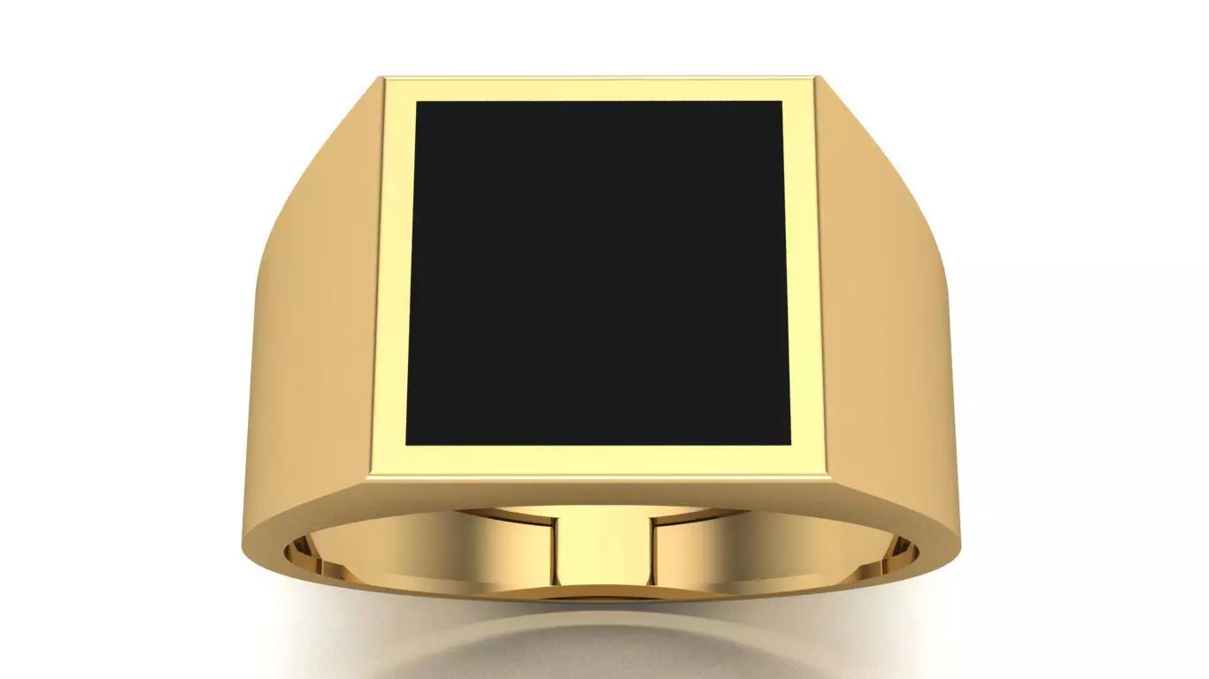 Square Signet Ring commanders ring 3D print model_2