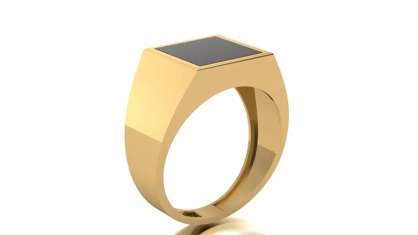 Square Signet Ring commanders ring 3D print model_1