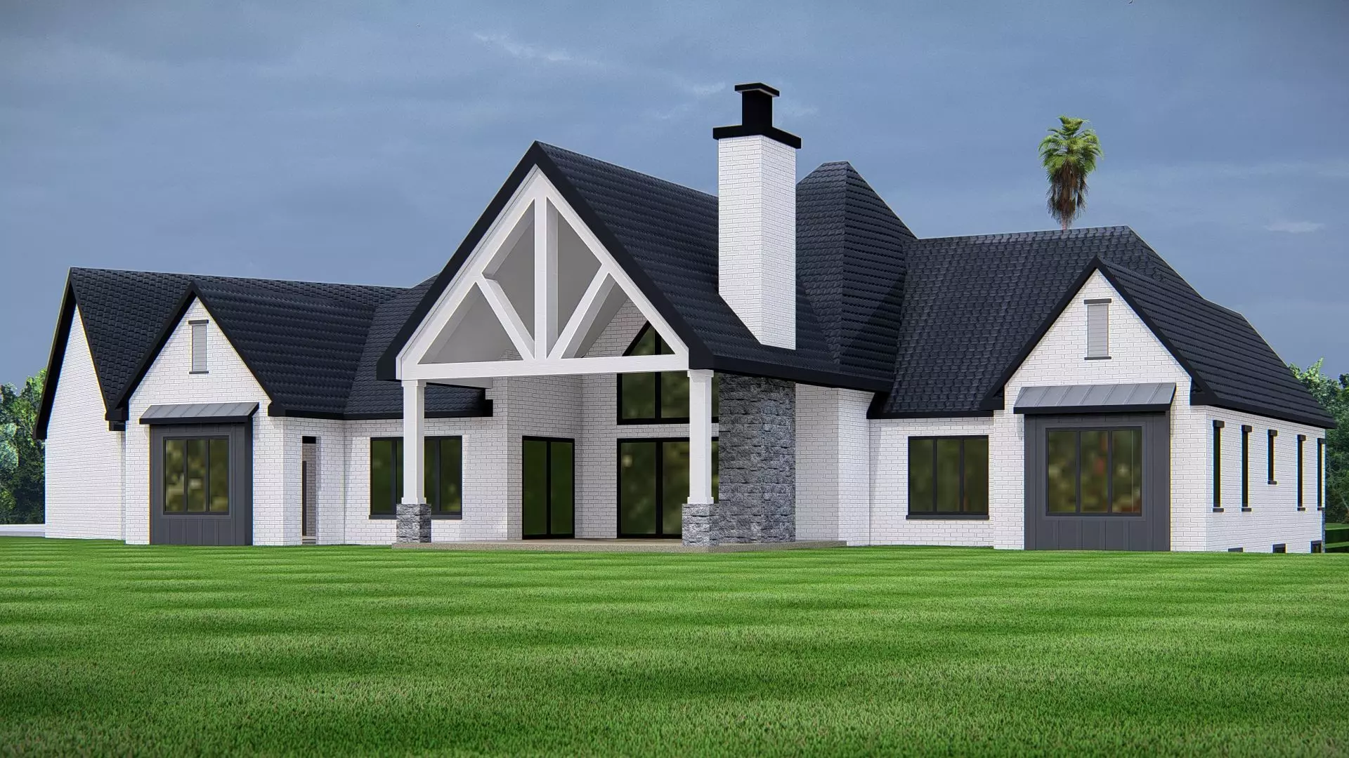 Luxury Modern Farmhouse with Brick Exterior House 3D Model 3D model_4