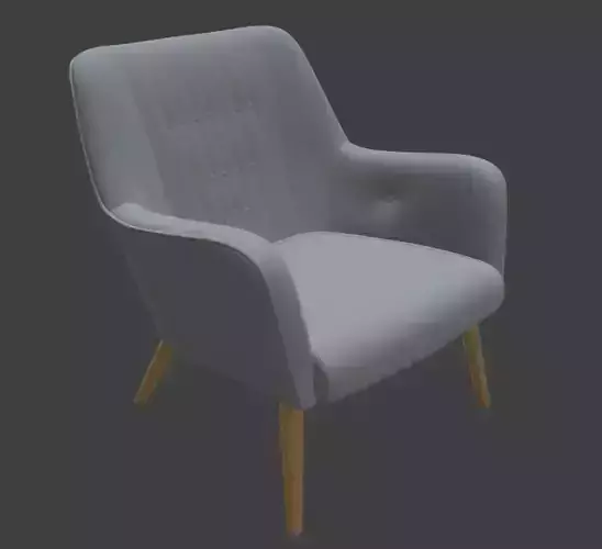 Scandinavian Grey Tufted Armchair 3D model