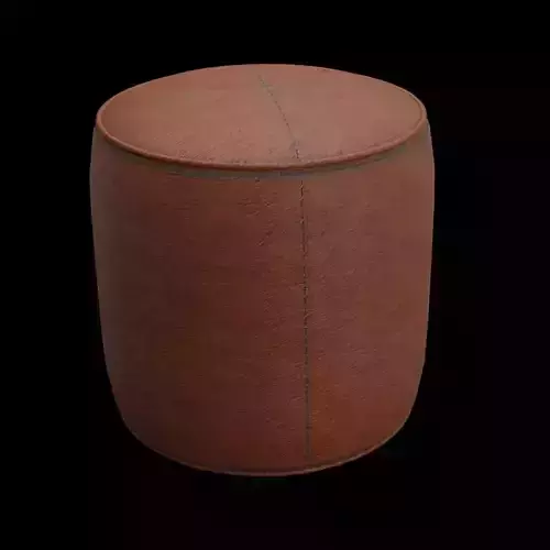 Distressed Leather Round Pouf