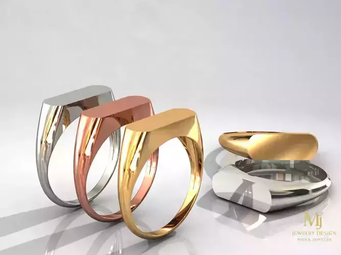 Minimalist Signet Ring 3D Model