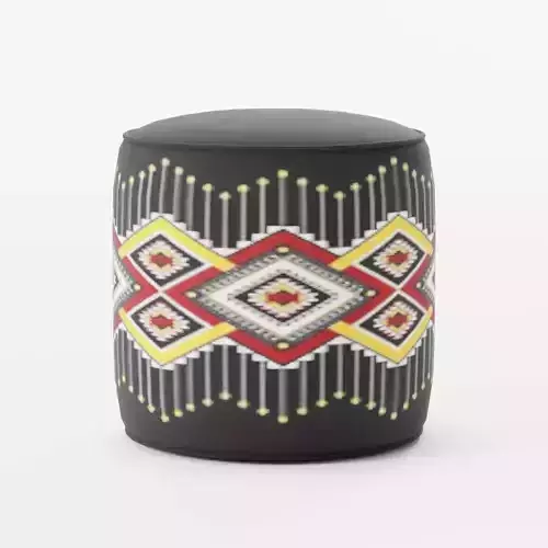 Geometric Tribal Print Drum Pouf