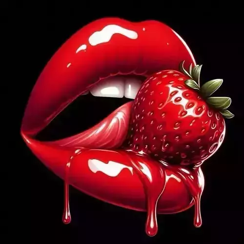 Sensual Strawberry Lips Glossy Red Mouth Dripping Juice 3D Low-poly 3D model