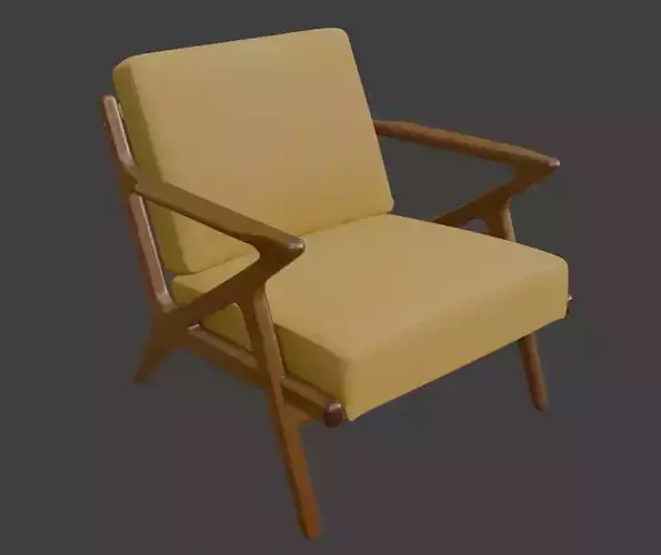 Cavett Wood Frame Armchair 3D model