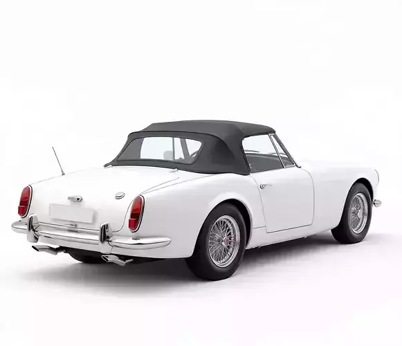 A White Classic Convertible 3D model 2