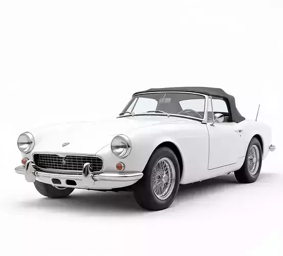 A White Classic Convertible 3D model 6