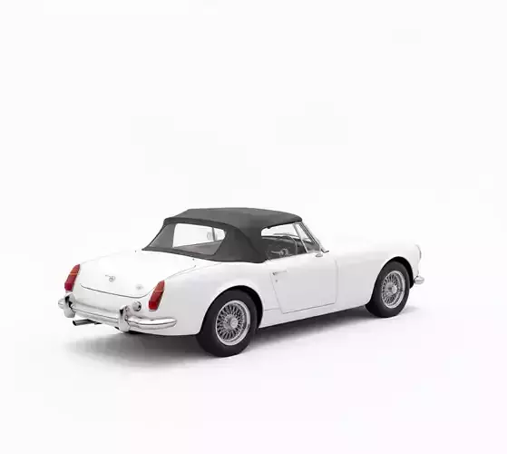 A White Classic Convertible 3D model 5