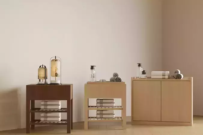 The picture shows a set of storage cabinets