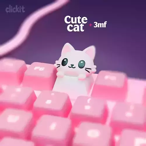 Cute Cat Keycap 3D Printable Artisan Key cap 3D print model