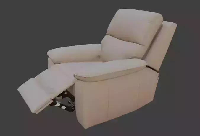 Beige Leather Recliner Armchair 3D model