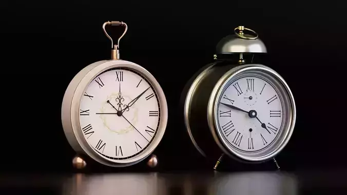 Vintage Alarm Clock Low-poly 3D model