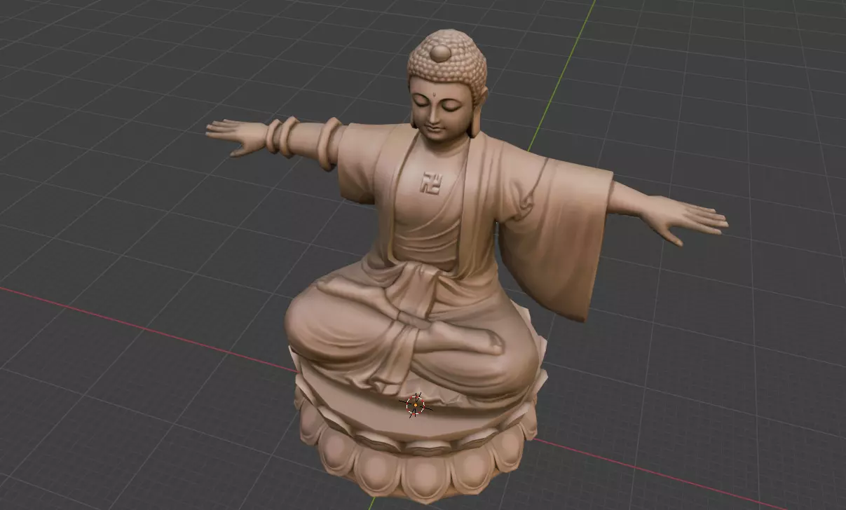 Low-Poly Sitting Buddha T-Pose 3D Model FBX Low-poly 3D model_7