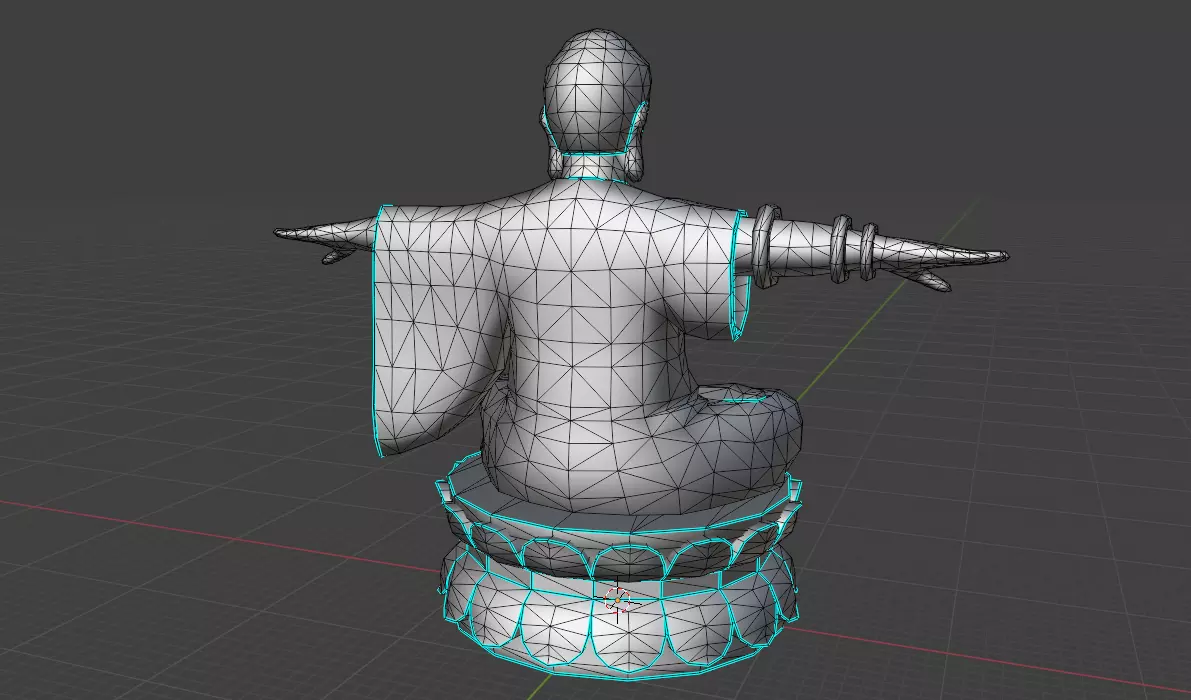 Low-Poly Sitting Buddha T-Pose 3D Model FBX Low-poly 3D model_4