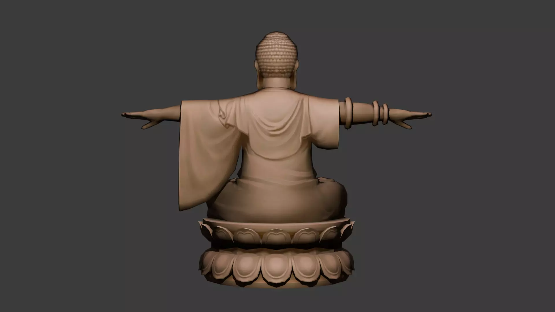 Low-Poly Sitting Buddha T-Pose 3D Model FBX Low-poly 3D model_2