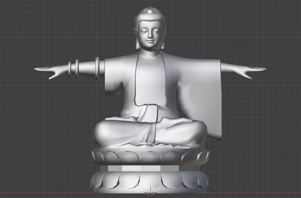 Low-Poly Sitting Buddha T-Pose 3D Model FBX Low-poly 3D model_6