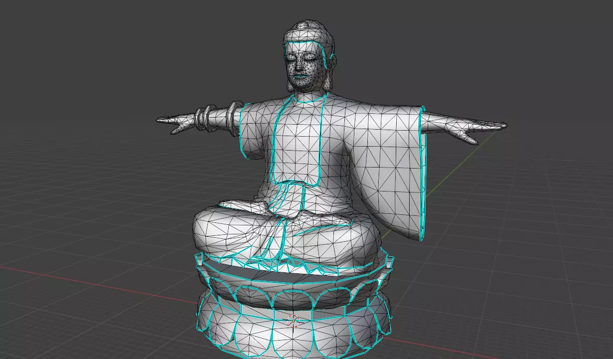 Low-Poly Sitting Buddha T-Pose 3D Model FBX Low-poly 3D model_3