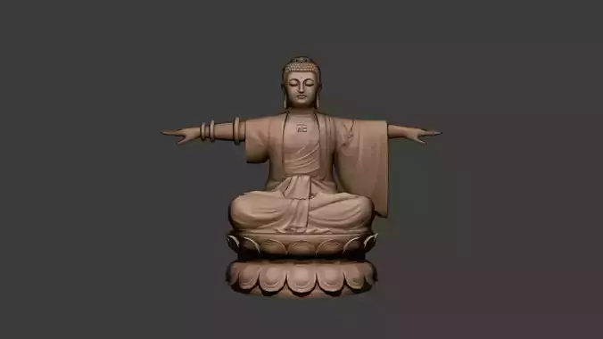 Low-Poly Sitting Buddha T-Pose 3D Model FBX Low-poly 3D model