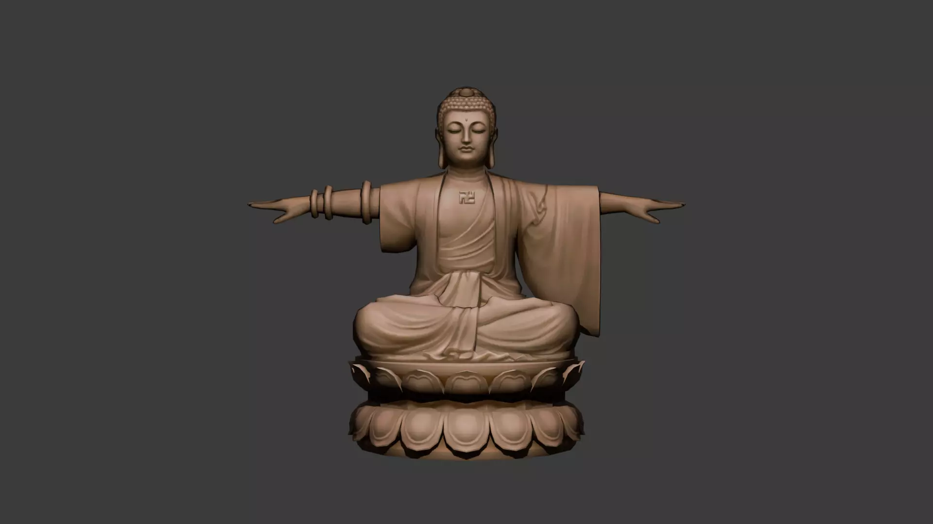 Low-Poly Sitting Buddha T-Pose 3D Model FBX Low-poly 3D model_0
