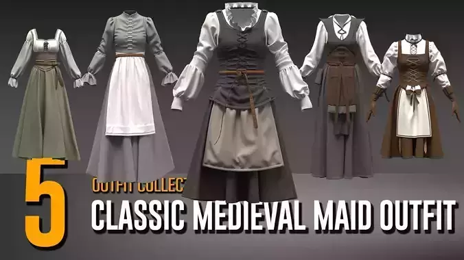 5 Classic Medieval Maid Outfit Wear Collection- VOL 30