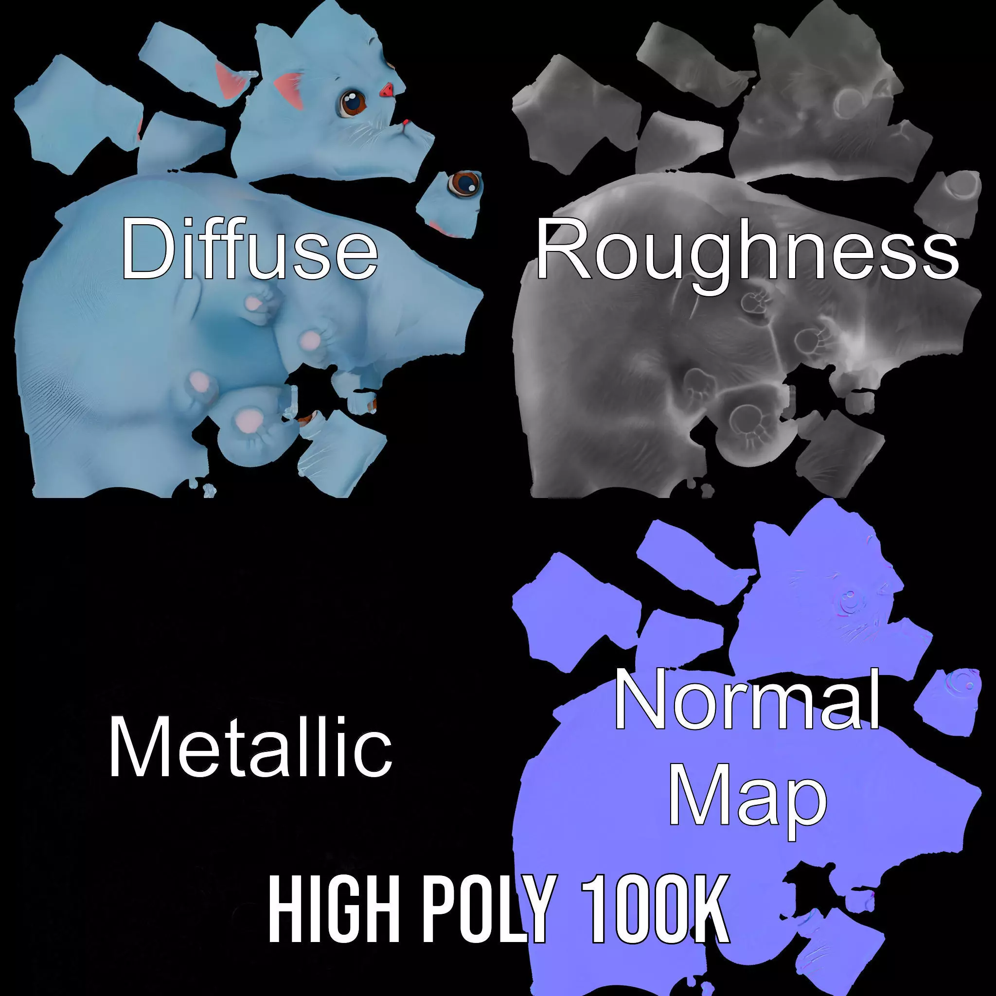 Adorable Blue Kitten model pack Low-poly 3D model_3