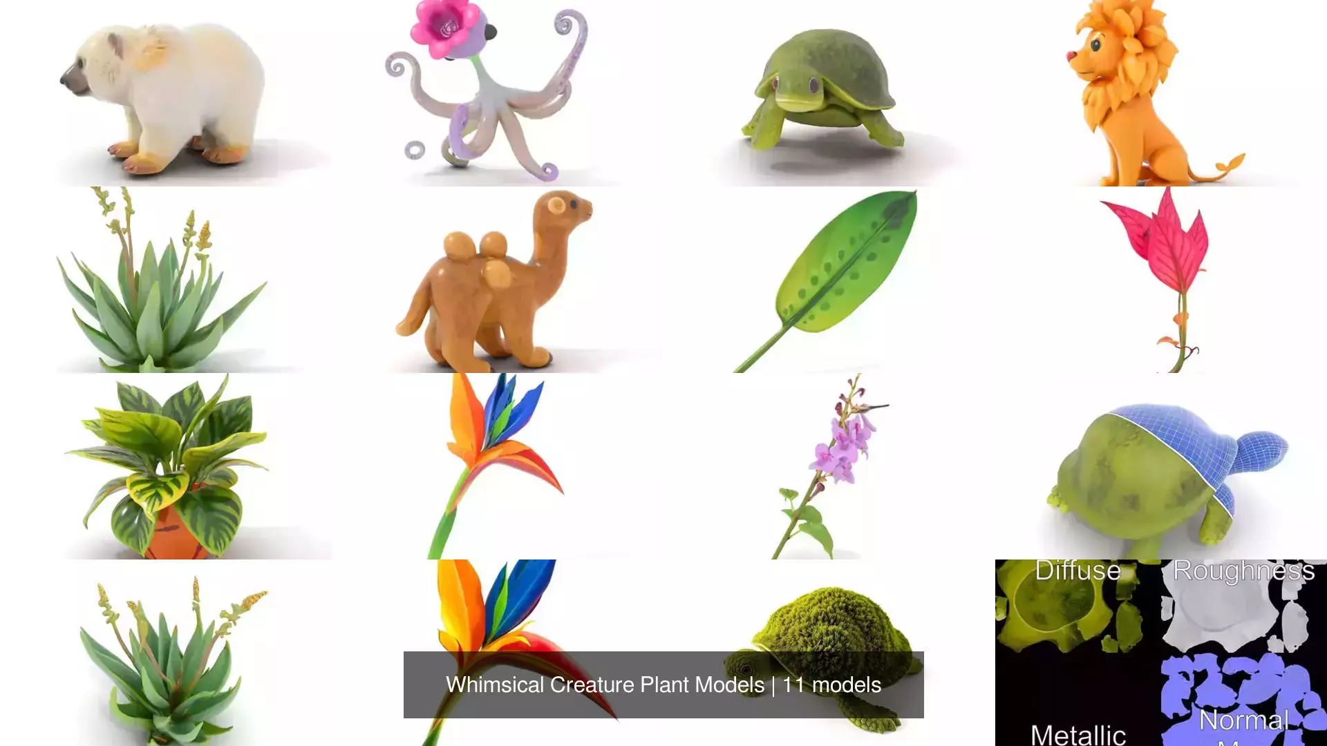 Whimsical Creature Plant Models 3D Model Collection_0
