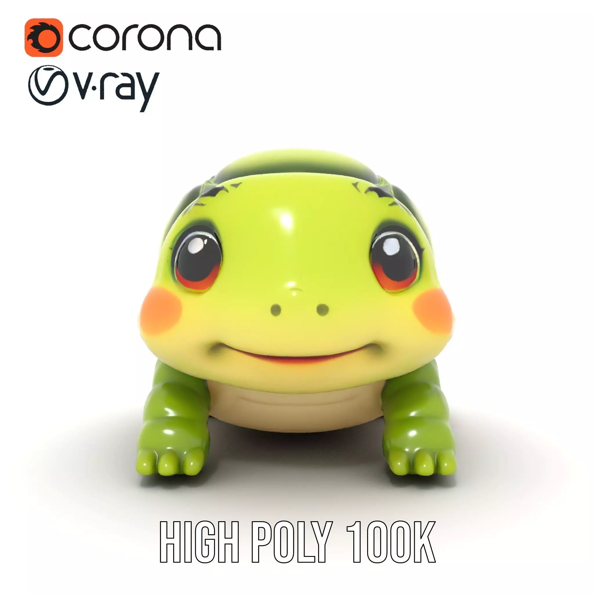 Cheerful Green Turtle model pack Low-poly 3D model_20