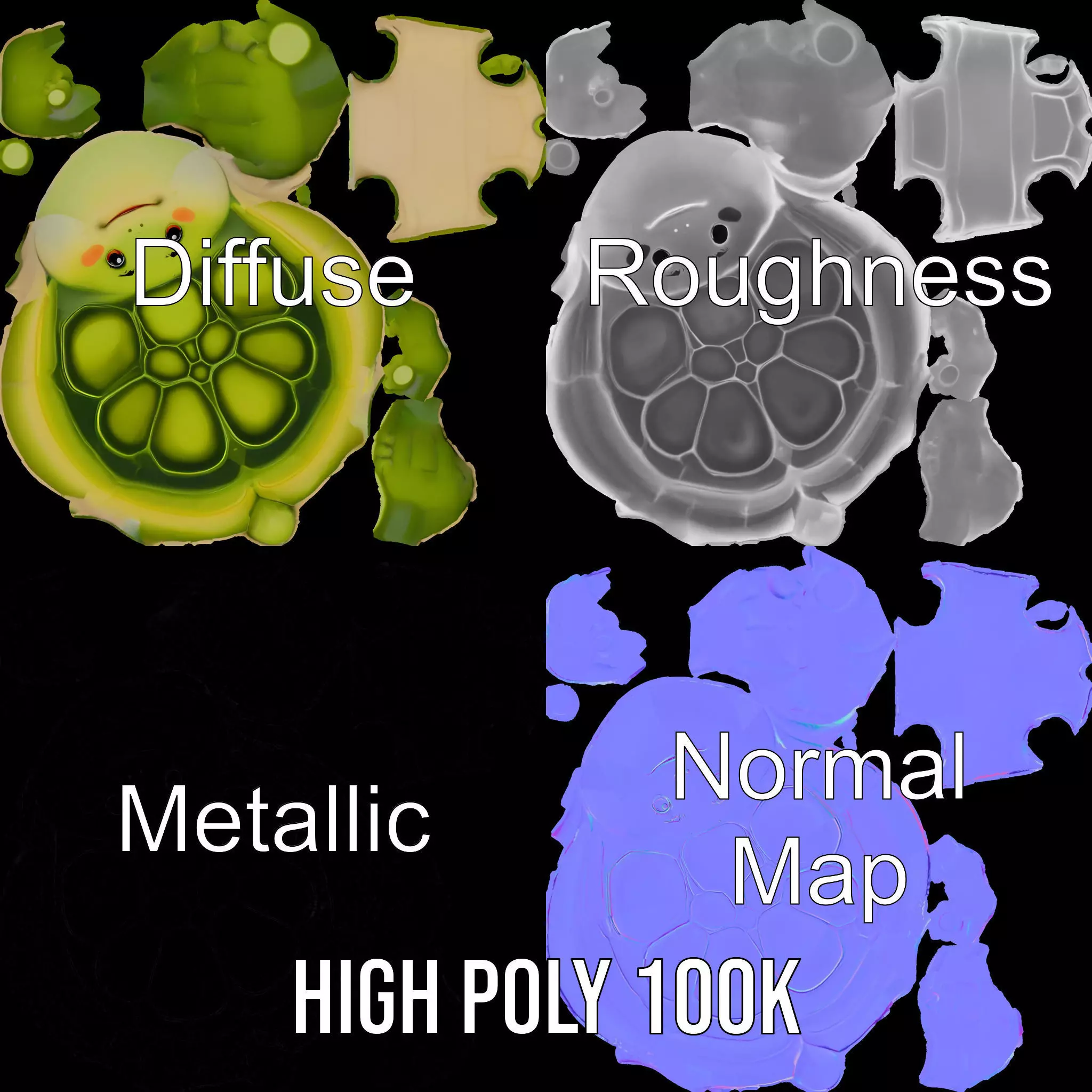 Cheerful Green Turtle model pack Low-poly 3D model_3