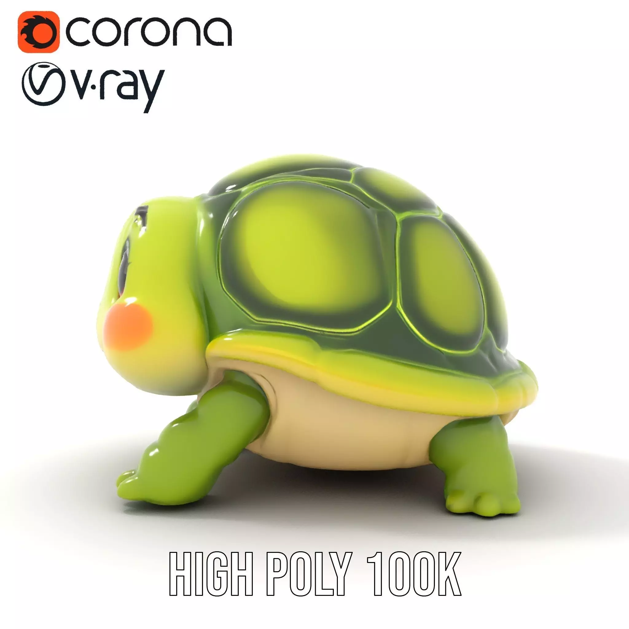 Cheerful Green Turtle model pack Low-poly 3D model_32