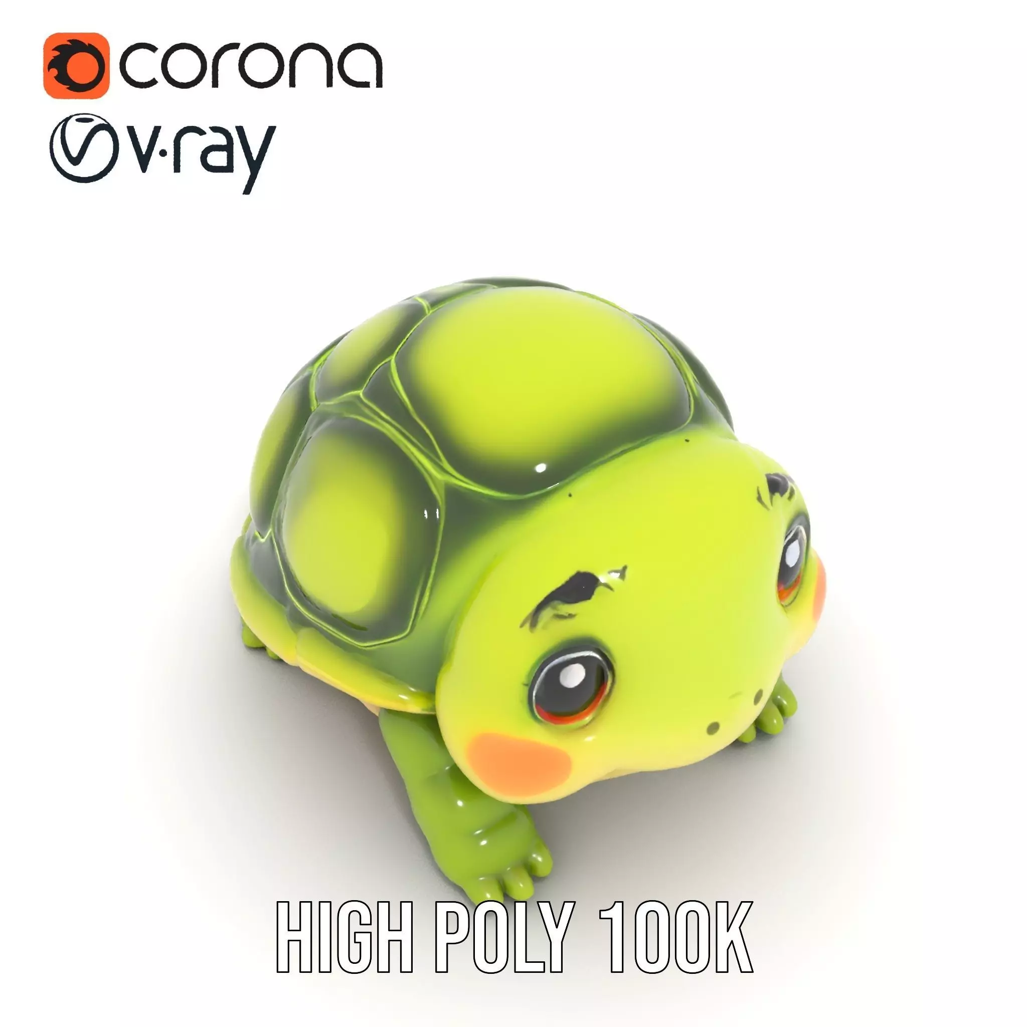 Cheerful Green Turtle model pack Low-poly 3D model_26