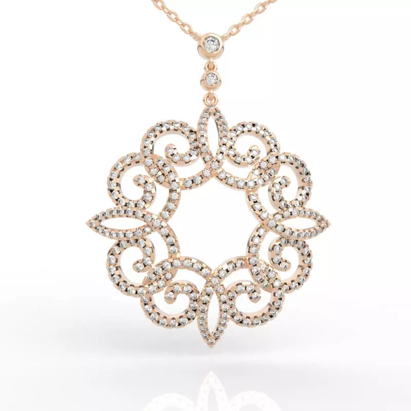 Stunning Filigree Diamond Floral Pendant 3D print model
