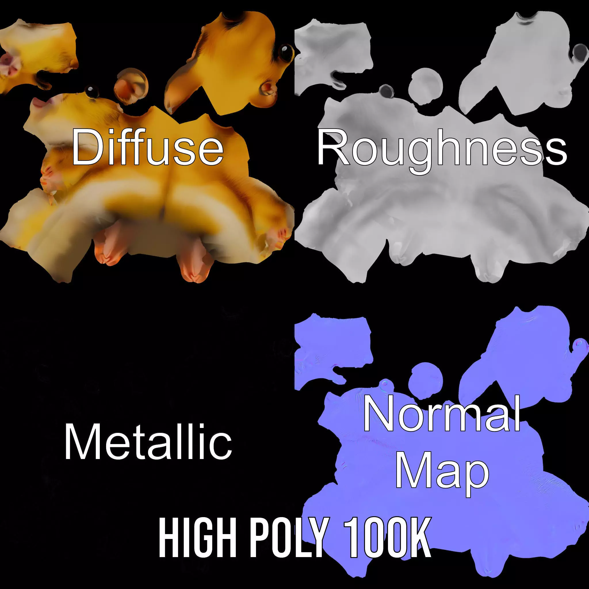 Golden Hamster model pack Low-poly 3D model_3