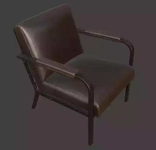 Industrial Brown Leather Armchair 3D model
