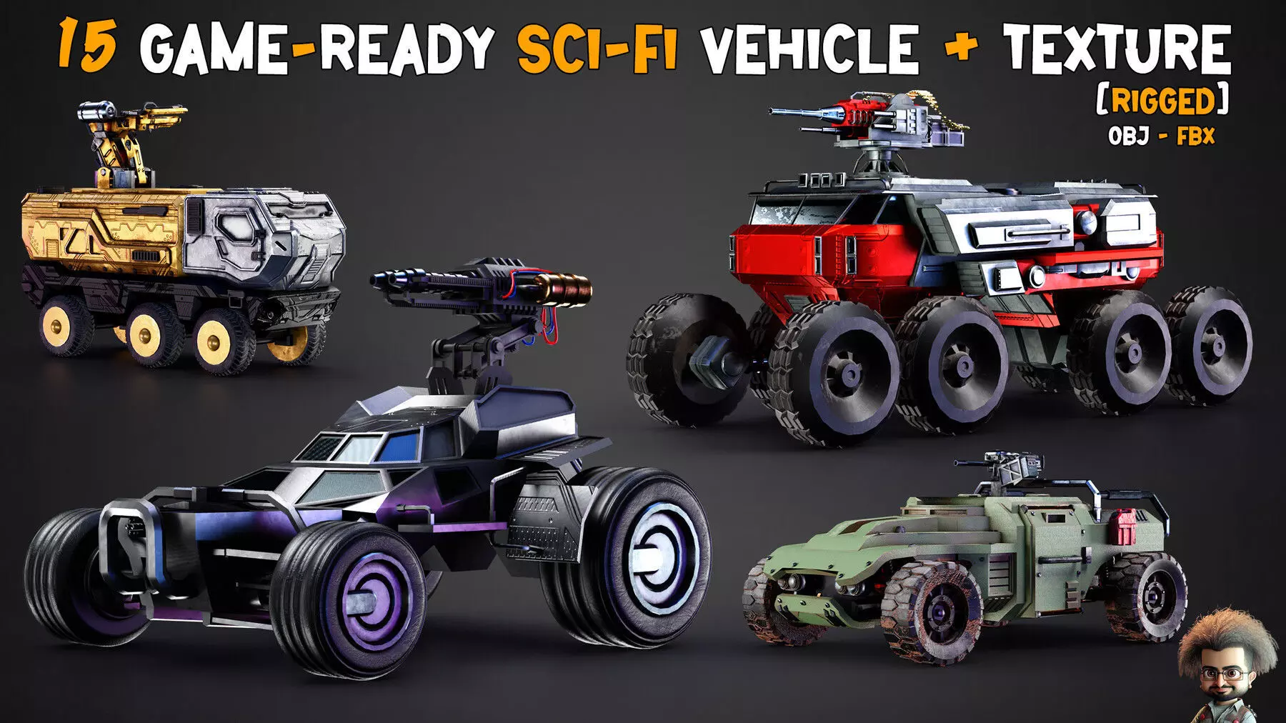 15 Game-Ready Sci-Fi Vehicle  and Texture   Vol 03 Low-poly 3D model_0