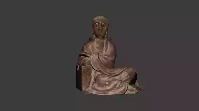 Low Poly Sitting Guanyin Avalokiteshvara Wooden 3D Model Low-poly 3D model