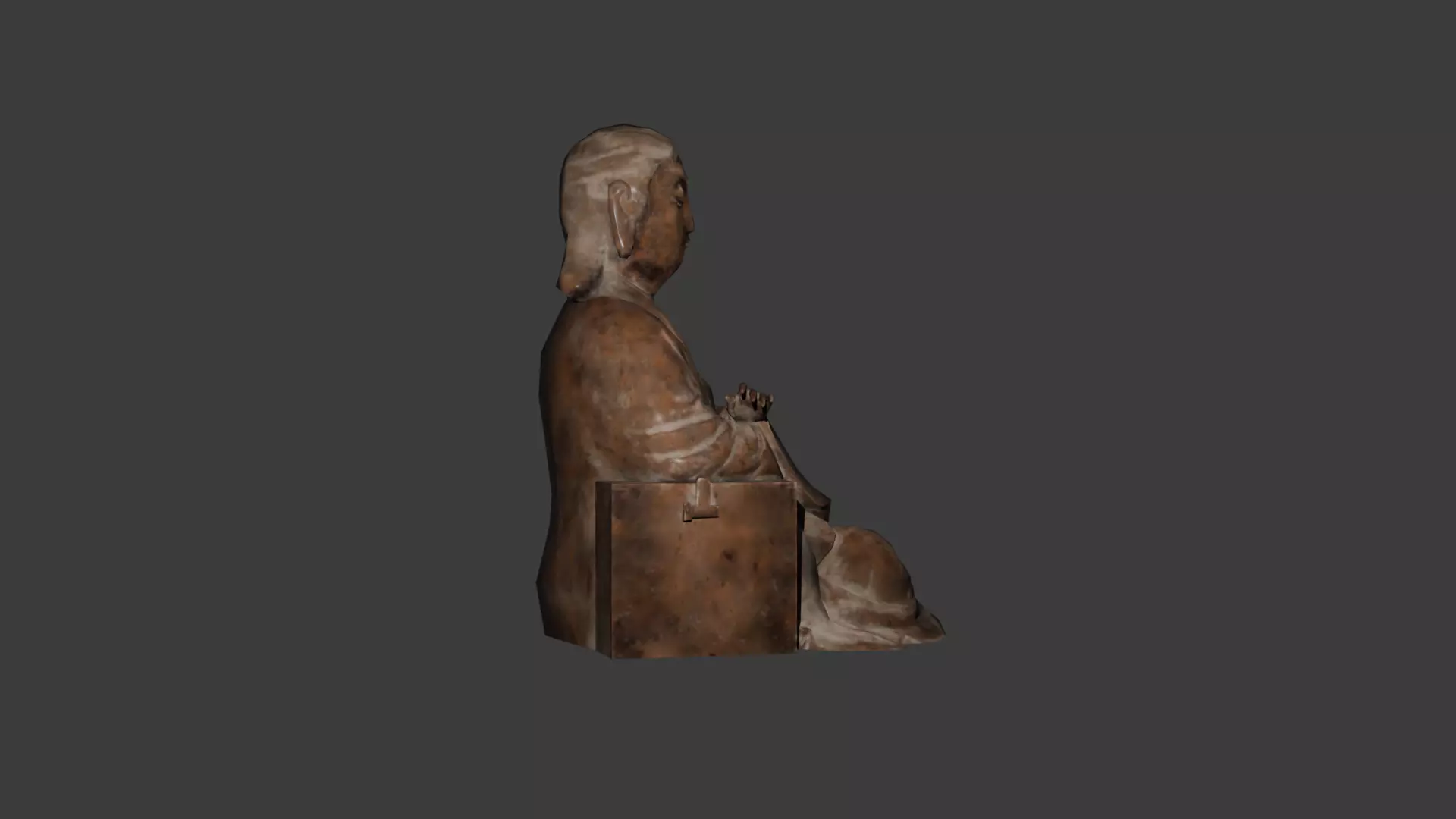 Low Poly Sitting Guanyin Avalokiteshvara Wooden 3D Model Low-poly 3D model_3