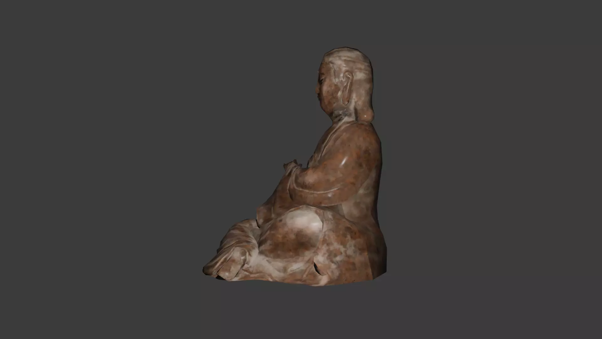 Low Poly Sitting Guanyin Avalokiteshvara Wooden 3D Model Low-poly 3D model_2