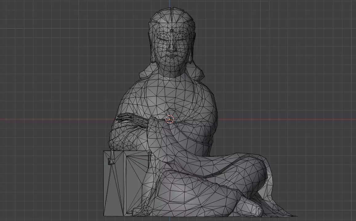 Low Poly Sitting Guanyin Avalokiteshvara Wooden 3D Model Low-poly 3D model_5