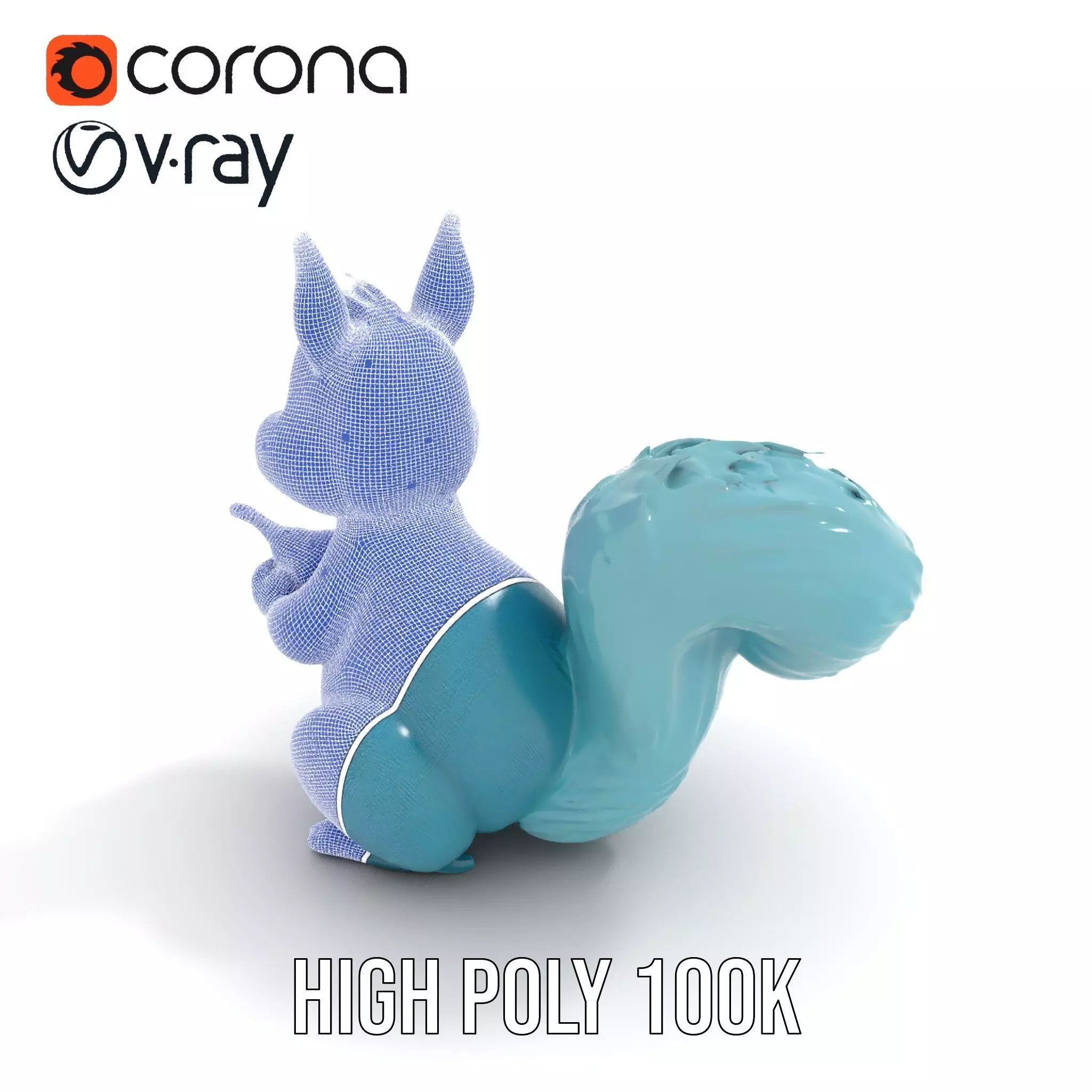 Cheerful Blue Squirrel model pack Low-poly 3D model_31