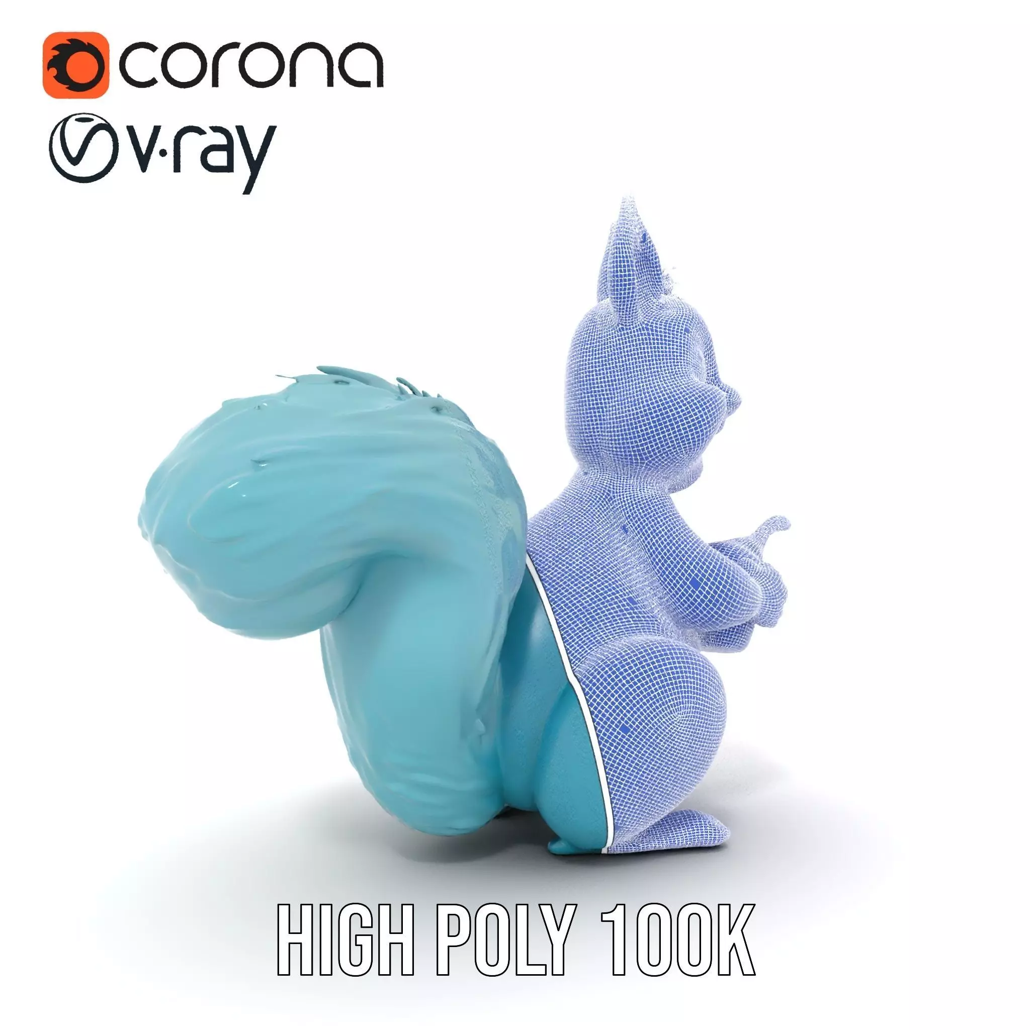 Cheerful Blue Squirrel model pack Low-poly 3D model_33