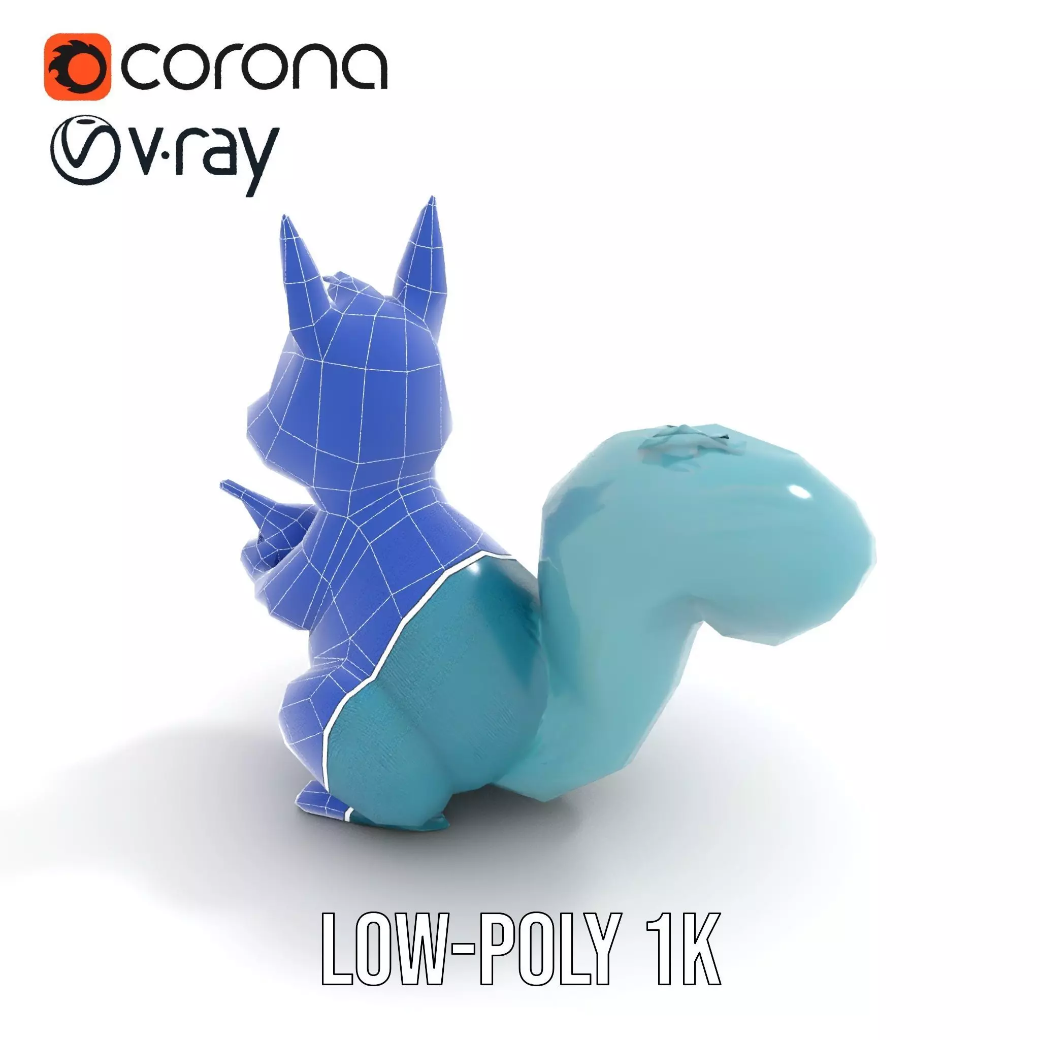 Cheerful Blue Squirrel model pack Low-poly 3D model_14