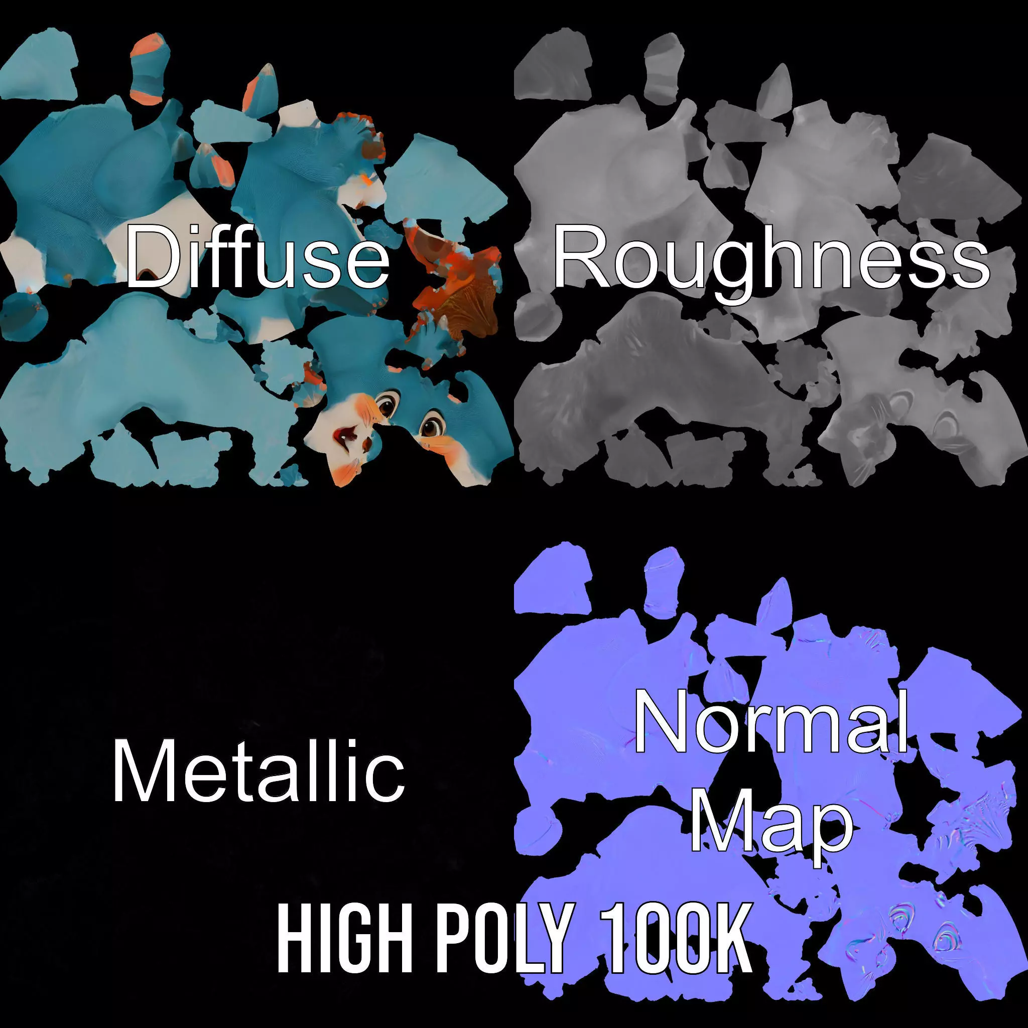 Cheerful Blue Squirrel model pack Low-poly 3D model_3