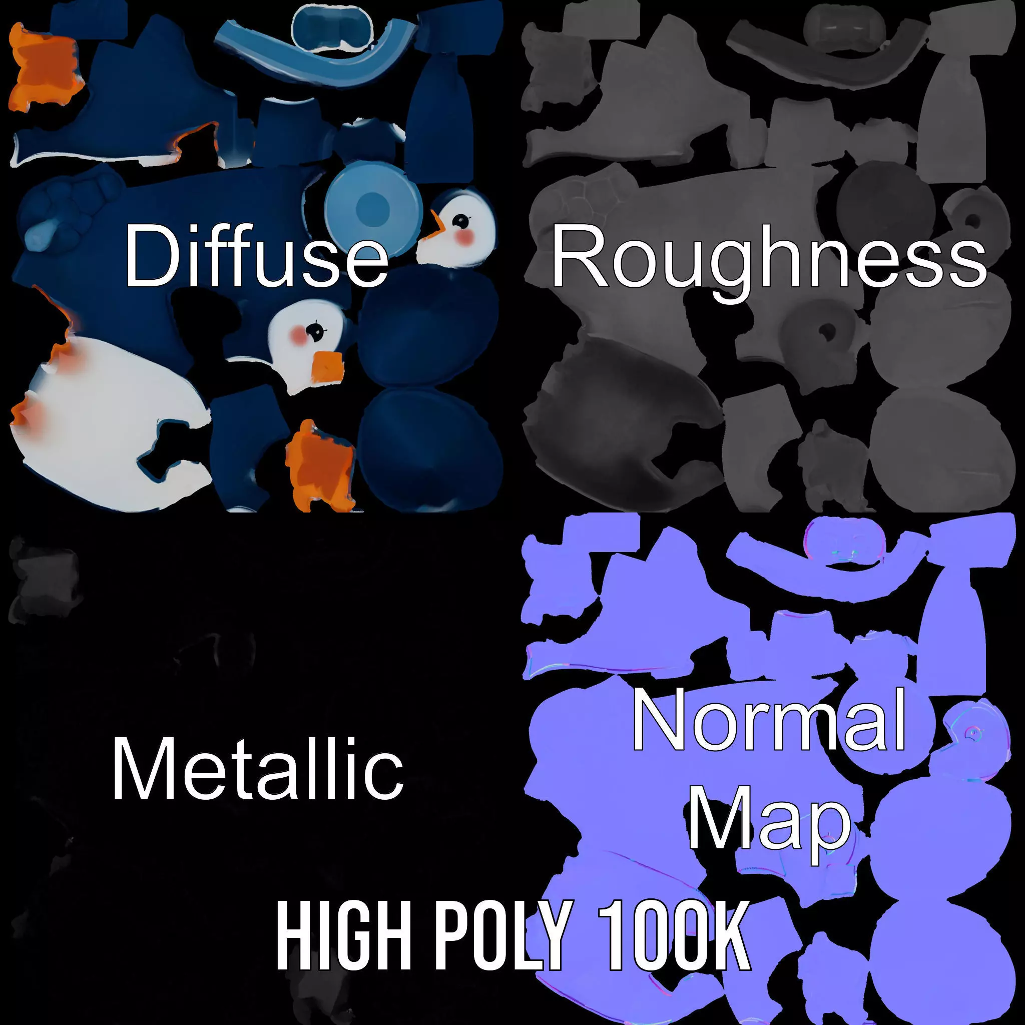 Charming Penguin model pack Low-poly 3D model_3