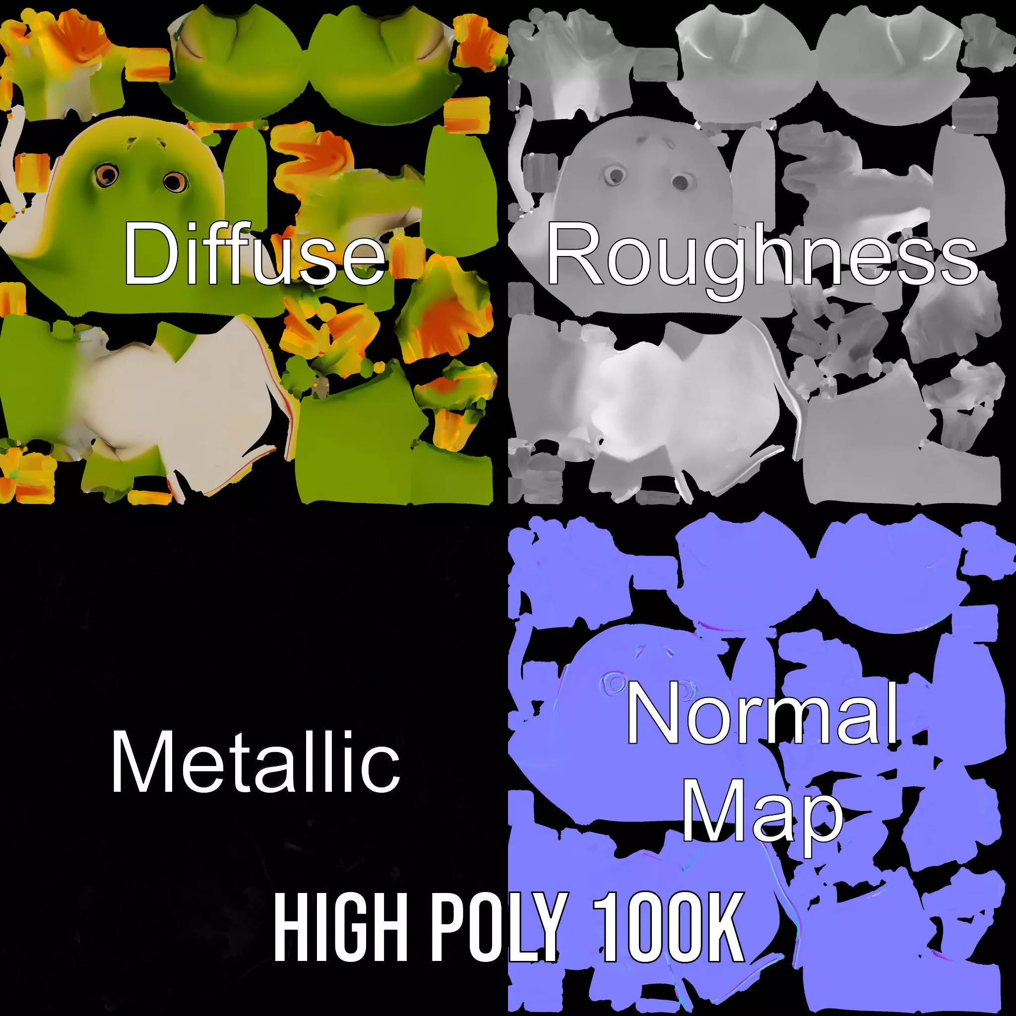 Vibrant Frog Character model pack Low-poly 3D model_3