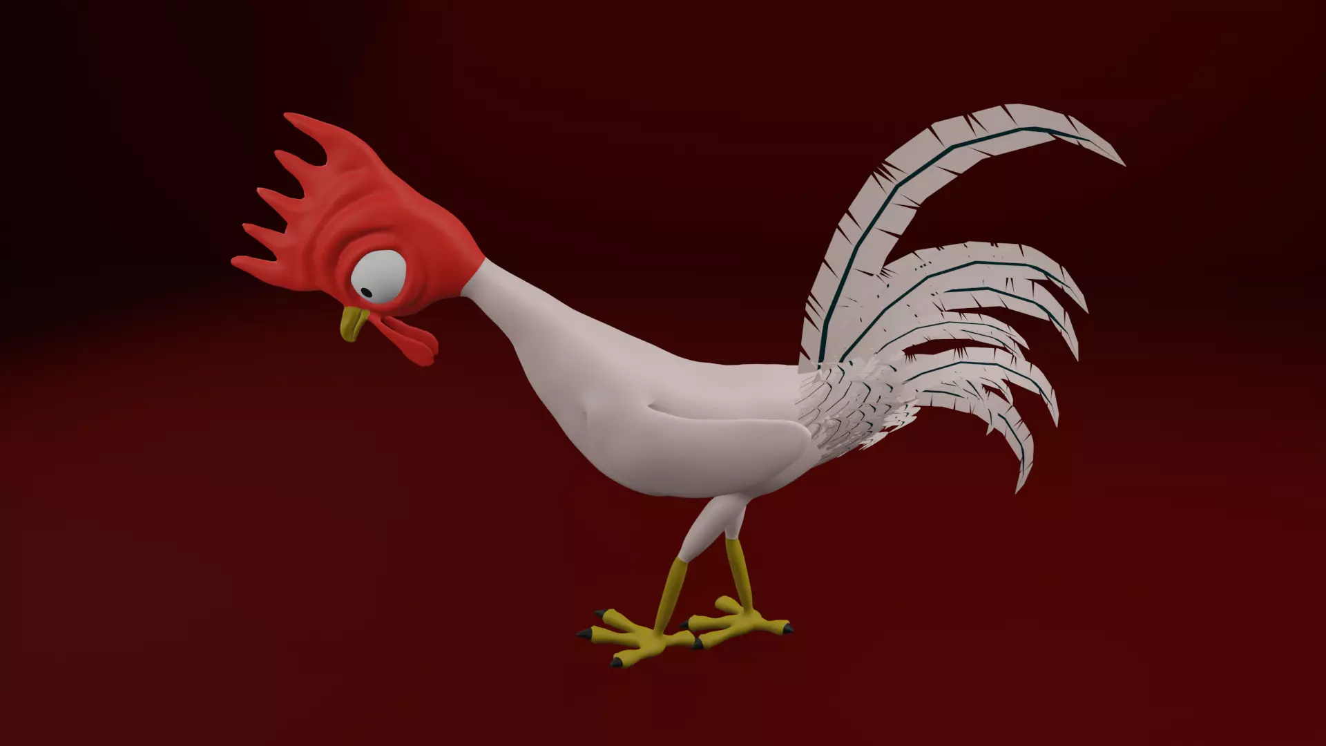 Funny 3D Rooster Character Low-poly 3D model_15